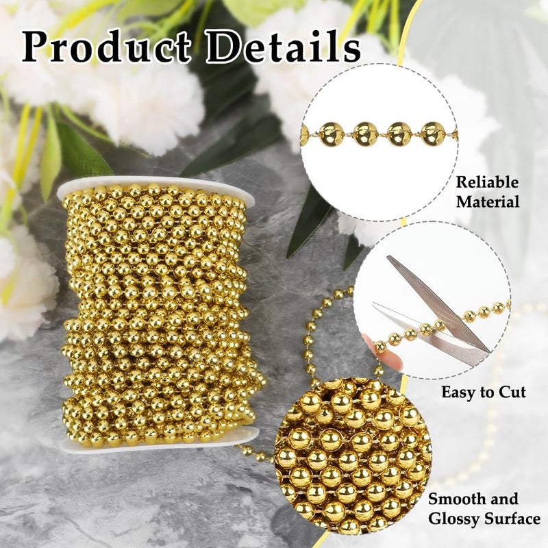 SythorYang Pearl Garland for Christmas Tree 6MM Beads 78FT Gold Faux String of Pearls Christmas Tree Beads Artificial Pearl Beaded String Strand Spool Roll for Crafting Chrismas Trees Wedding Centerpieces Decor - Image 4